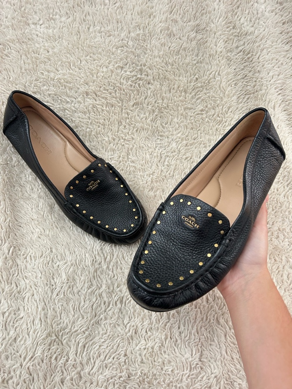 Coach Black Leather Marley Driver Slip On Loafers - Picture 3 of 6